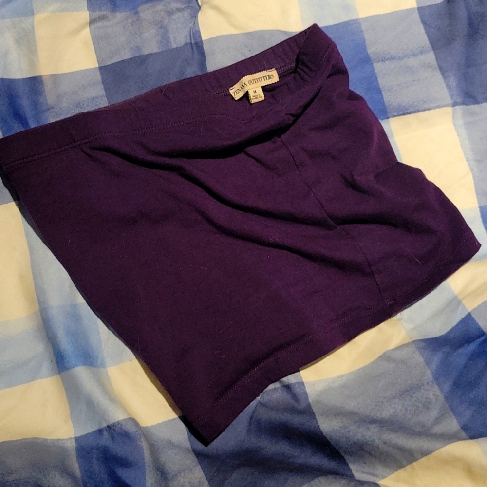 Purple Strapless Tube ruched top